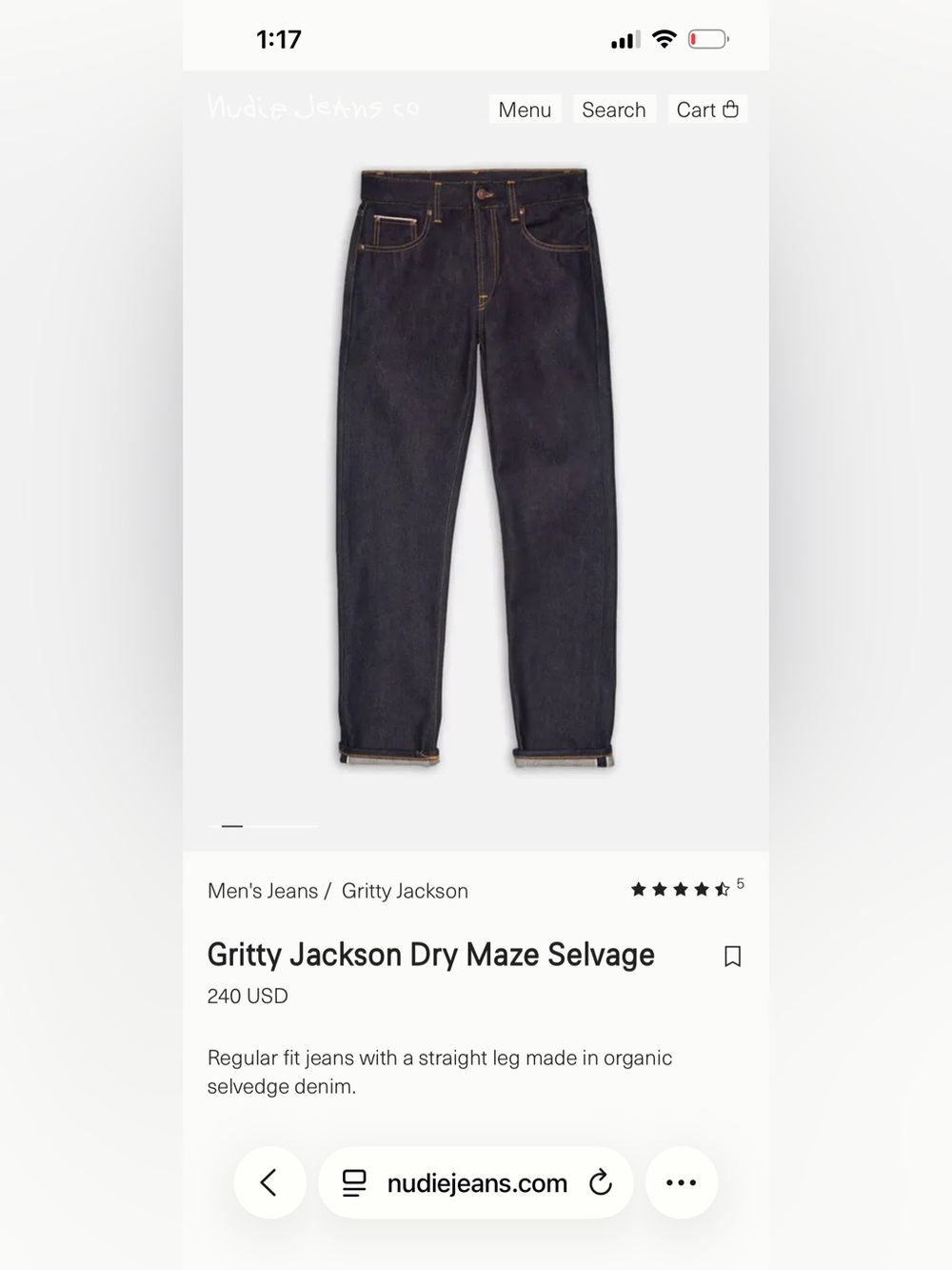 Nudie Jeans Straight Selvedge Jeans in Dark Indigo